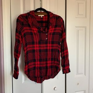 Red and Navy Plaid Long sleeve